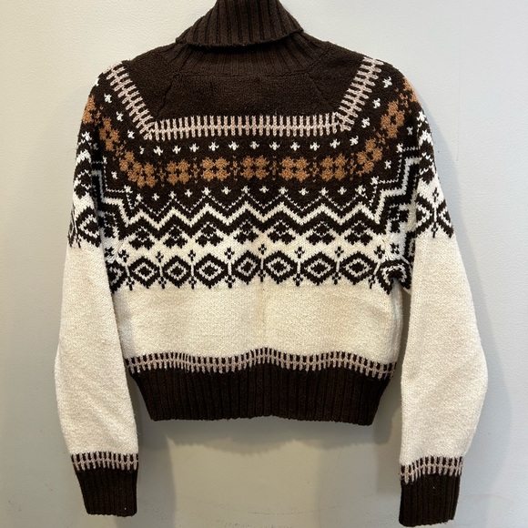 American Eagle Brown and Cream Turtleneck Sweater Large - Picture 2 of 5